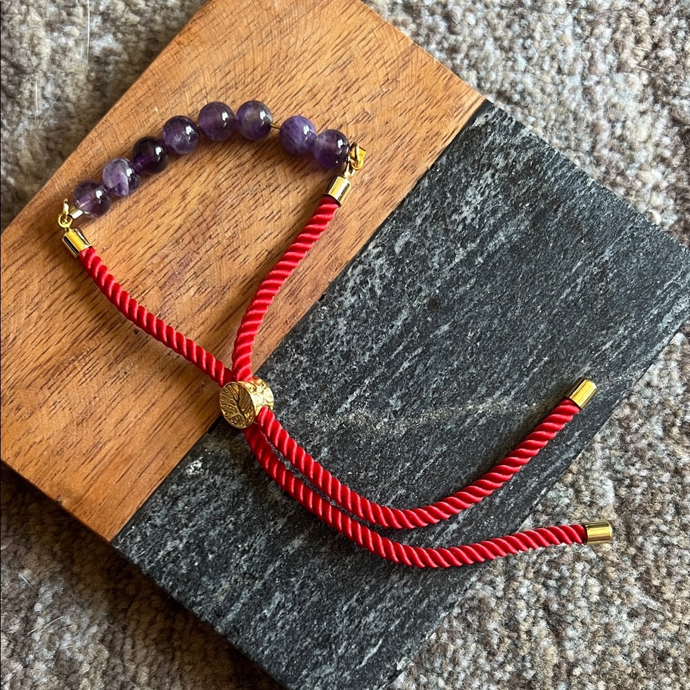 Handmade Amethyst Beaded Bolo Bracelet
